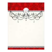 two tone red damask personalized letterhead