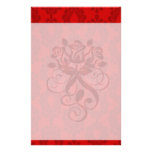 two tone red damask personalized stationery