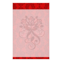 two tone red damask personalized stationery