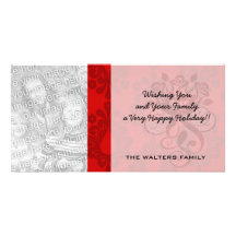 two tone red damask photo card template