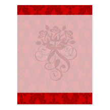 two tone red damask post card