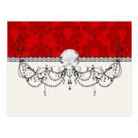 two tone red damask postcards