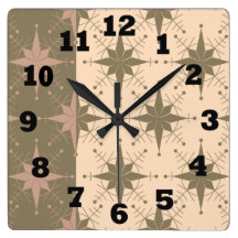 Two Toned Stars Square Wall Clocks
