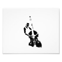 Two Toned Upright Bass Player Outline BW Photo Art