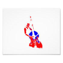 Two Toned Upright Bass Player Outline Red Blue Art Photo