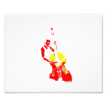 Two Toned Upright Bass Player Outline Red yellow Art Photo