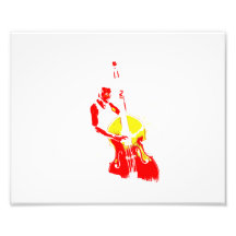 Two Toned Upright Bass Player Outline Red yellow Art Photo