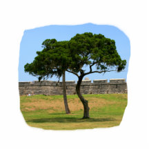 Two trees and castle walls acrylic cut outs