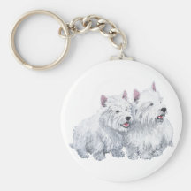 Two West Highland White Terriers Key Chain