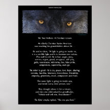 TWO WOLVES CHEROKEE TALE Art Poster