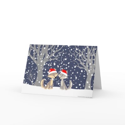Two wolves in winter Christmas greeting card by Lioness_Graphics