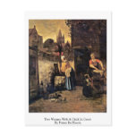 Two Women With A Child In Court By Pieter De Hooch Postcards