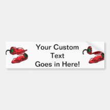 Two Wrinkled Red Peppers  Stems Graphic Bumper Stickers