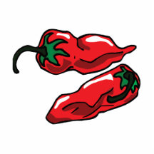 Two Wrinkled Red Peppers  Stems Graphic Cut Out