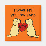 Two Yellow Labradors with Love Cartoon Magnet