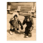Two Young Chimps Holding Hands Postcard
