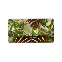 Two zebra butterflies on foliage custom address label