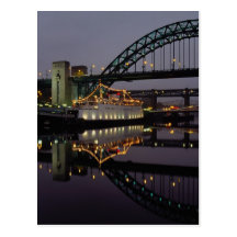 Tyne Bridge and Tuxedo Royale floating night club Post Cards