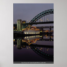 Tyne Bridge and Tuxedo Royale floating night club Print