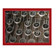 Typewriter Keys "I Love You" Postcards