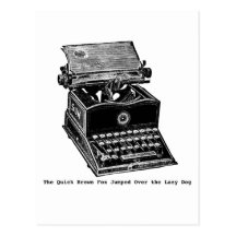 Typewriter, The Quick Brown Fox... Postcards