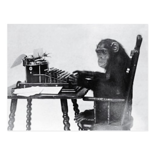 Typing Monkey Postcards