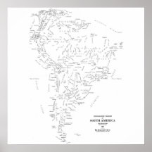 Typographic Map of South America Print