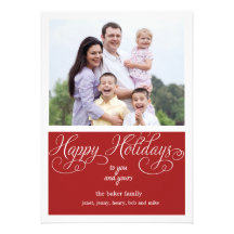 Typography  Red holiday greeting photocard