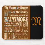 typography, souveneir, maryland, baltimore, memory mouse pads