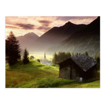 Tyrol Austria Misty Mountain Village Post Card
