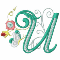 U monogram floral butterfly embroidery ladies tee
