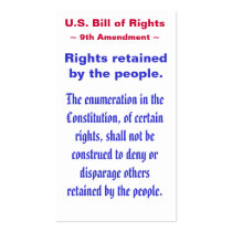 U.S. Bill of Rights, ~ Ninth (9th) Amendment ~ Business Card Templates