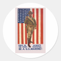 U.S. MARINES First In The Fight Always Faithful Round Stickers