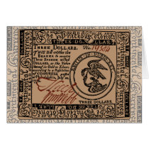 U.S. Three Dollar Bill - Greeting Card cards