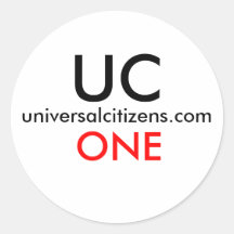 UC, ONE, 3 IN STICKER