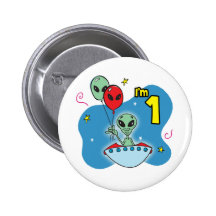 UFO Alien 1st Birthday Buttons