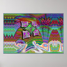 UFO flying over the waves. poster