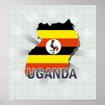 Uganda Flag Map 2.0 Print