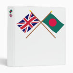 UK and Bangladesh Crossed Flags 3 Ring Binder