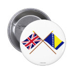 UK and Bosnia & Herzegovina Crossed Flags Button