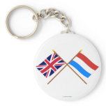UK and Luxembourg Crossed Flags Keychain