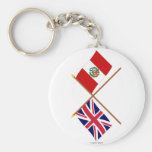 UK and Peru Crossed Flags Key Chain