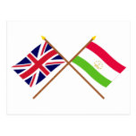 UK and Tajikistan Crossed Flags Postcard