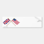 UK and United States Crossed Flags Bumper Sticker