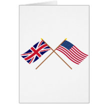 UK and United States Crossed Flags Cards