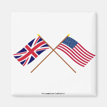 UK and United States Crossed Flags Refrigerator Magnets