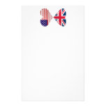 UK and USA Hearts Flag Art Customised Stationery