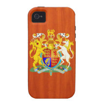 UK Coat of Arms, Wood Grain iPhone 4 Case