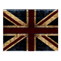 Uk grunge flag postcard