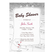 Uke Bear Music Notes Baby Shower Invitations